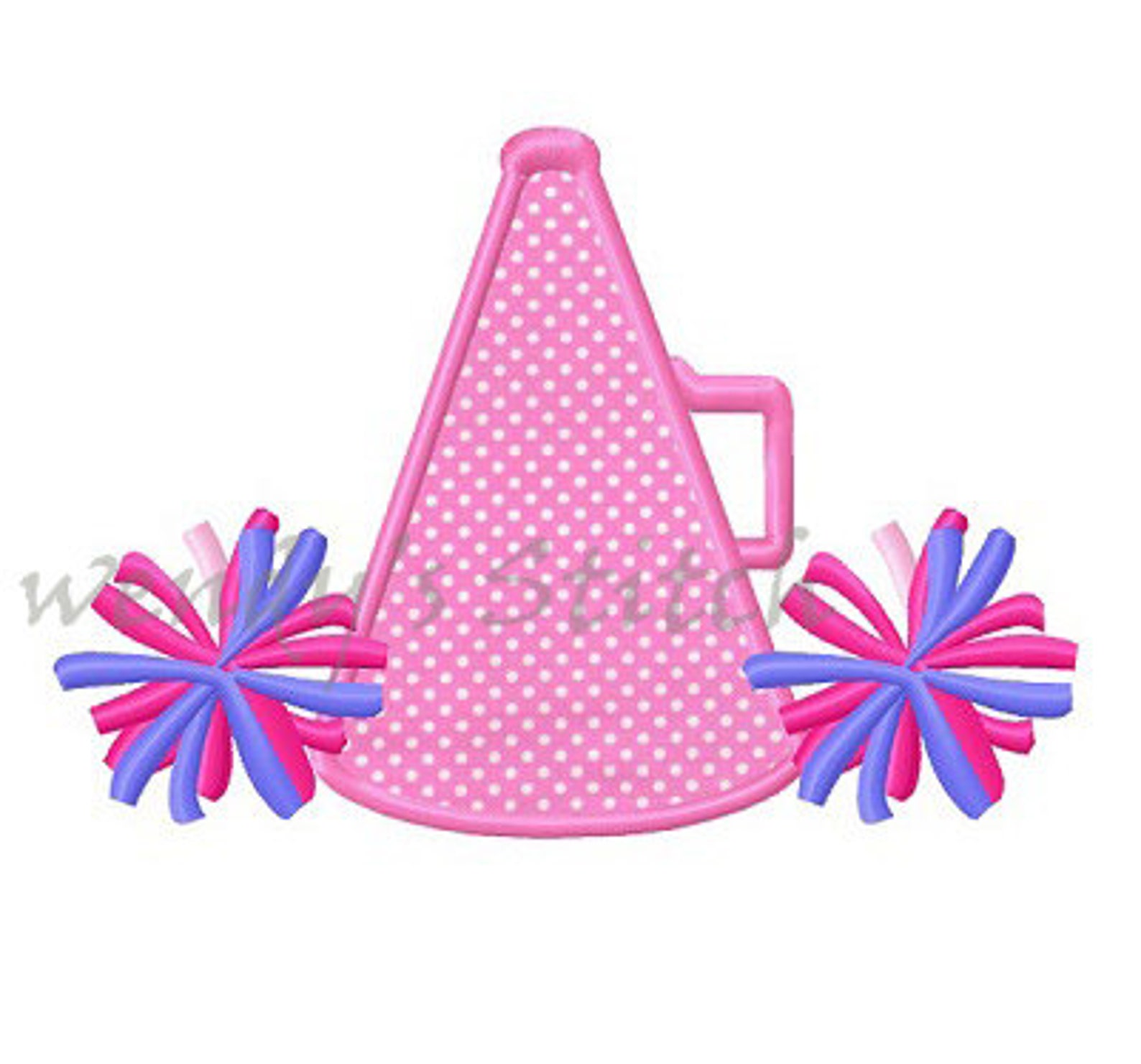 Cheerleader Megaphone Pom Pom Applique Machine Embroidery Design Etsy