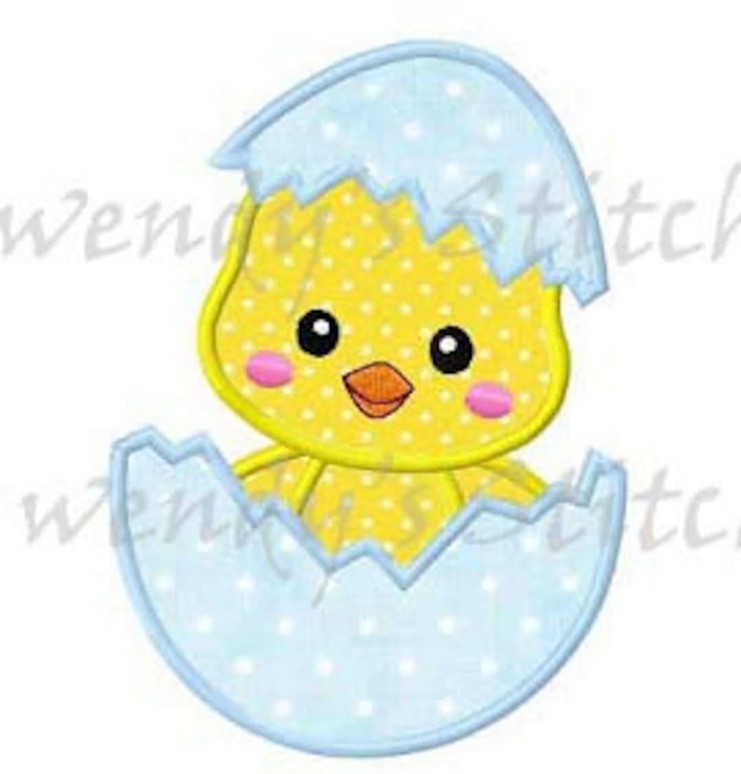 Easter Chick in an Egg Applique Machine Embroidery Design Digital ...