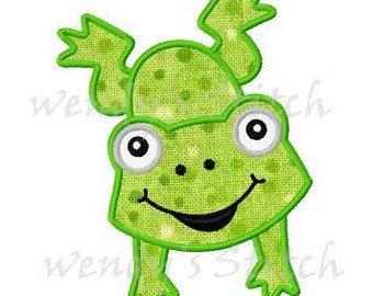 Jumping frog applique machine embroidery design digital pattern