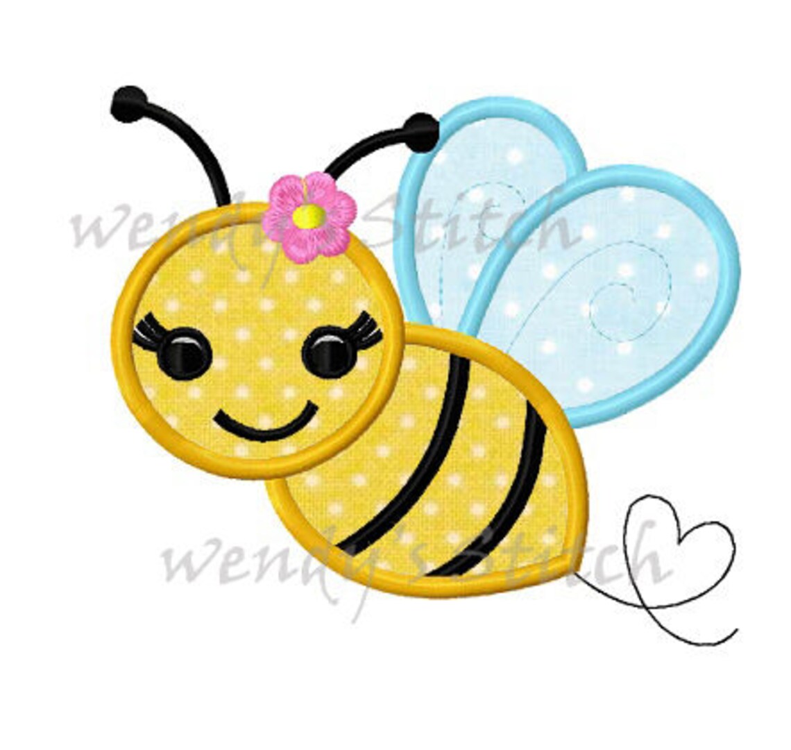 Flower Bumble Bee Applique Machine Embroidery Design Instant Download ...