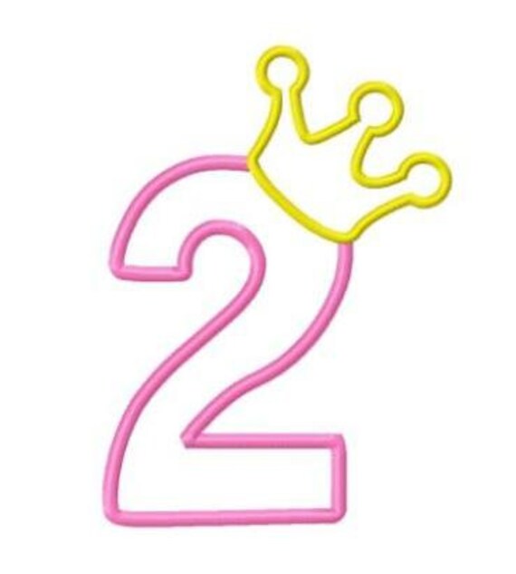 birthday crown applique number 2 machine embroidery design etsy