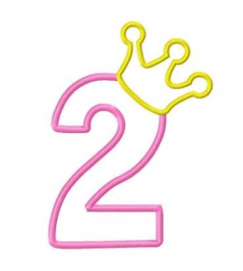 Birthday Crown Applique Number 2 Machine Embroidery Design Etsy Ireland
