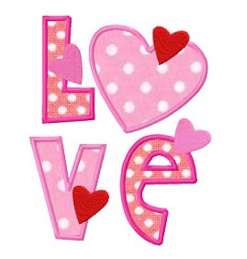 Love Applique Machine Embroidery Design Digital Pattern Etsy