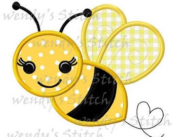 Bumble bee applique machine embroidery digtial design