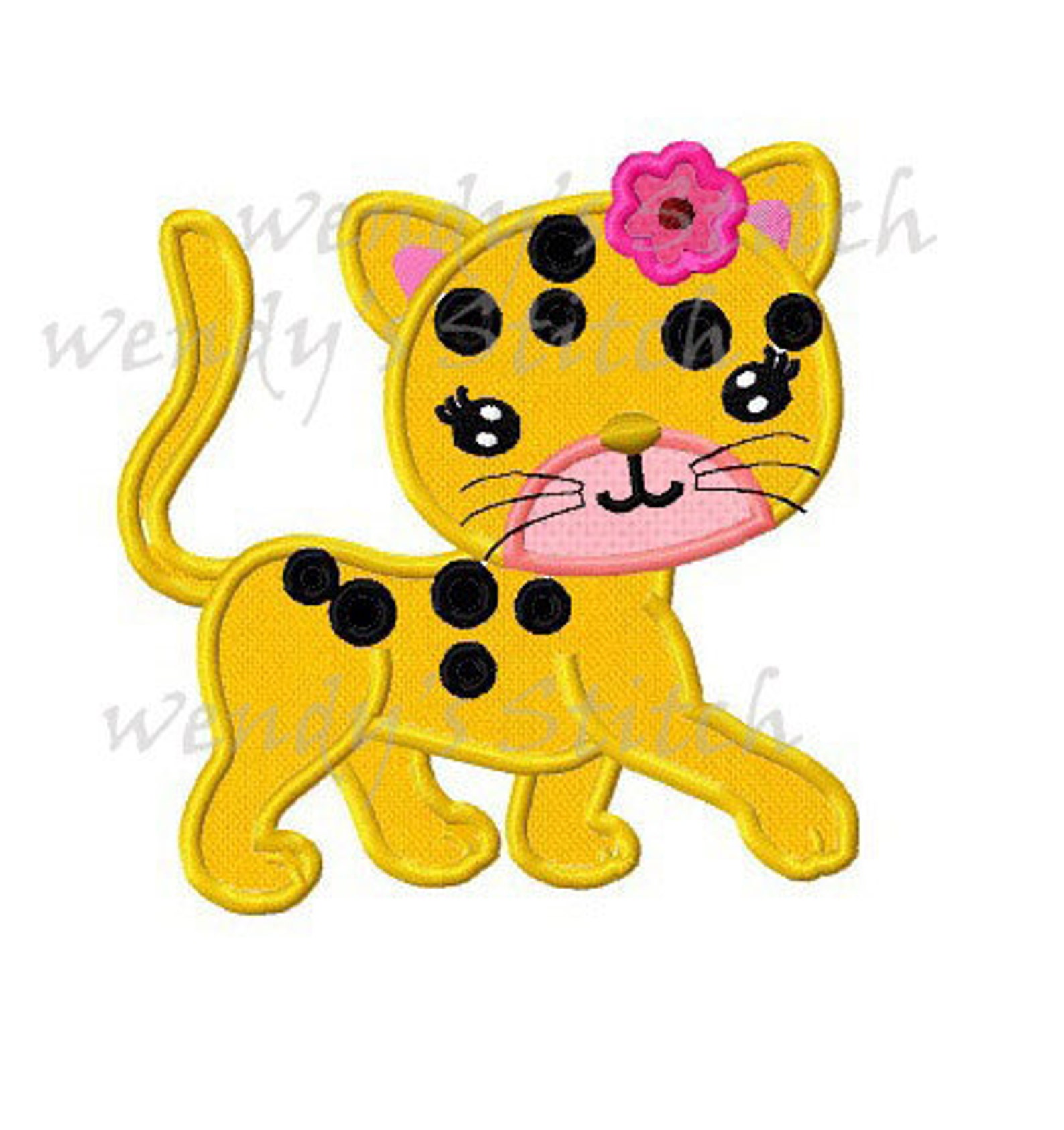 Girl Leopard Applique Machine Embroidery Design Instant Etsy