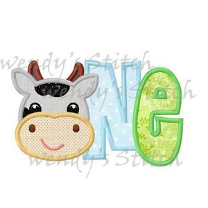 cow birthday applique number one machine embroidery design instant download
