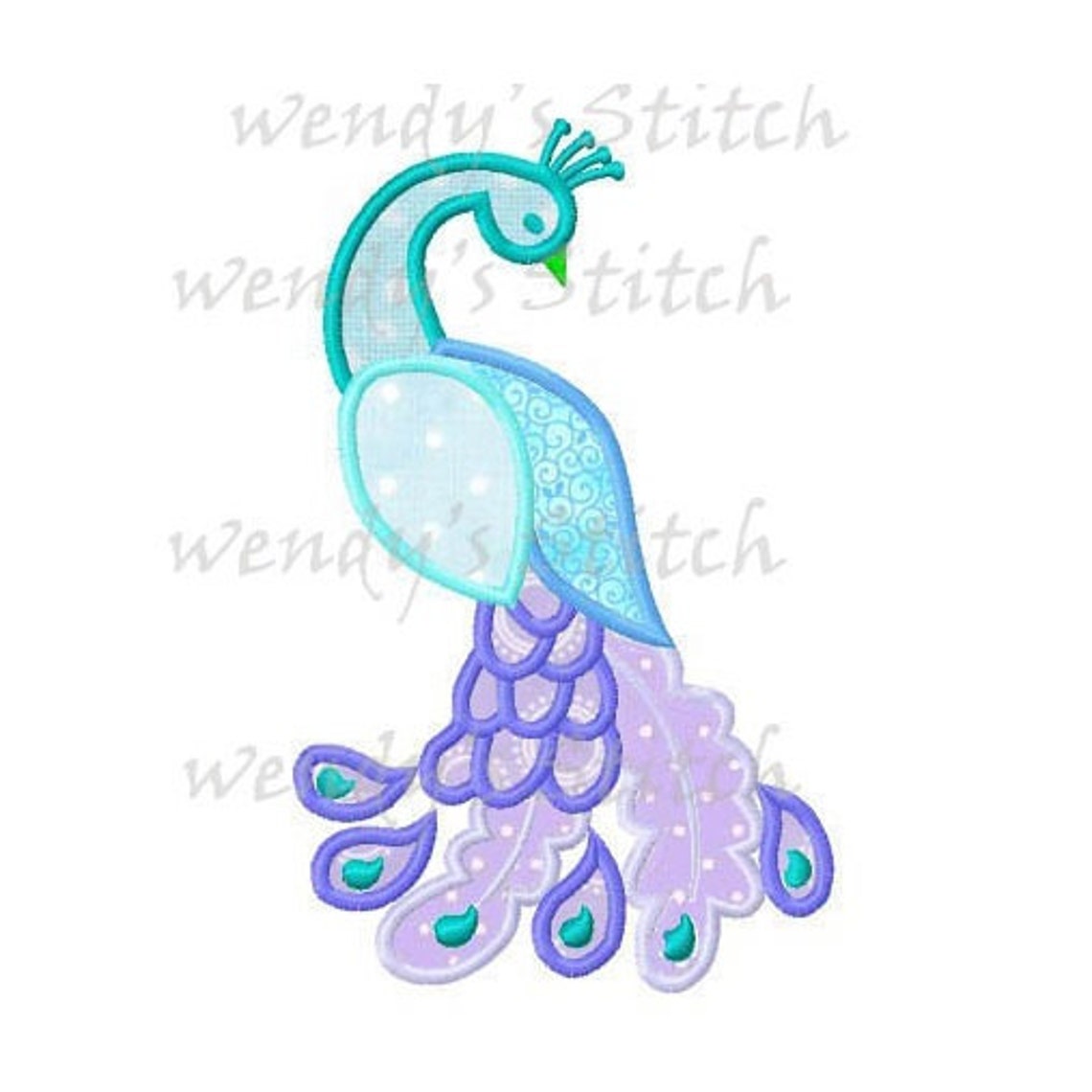 Peacock Applique Machine Embroidery Design Digital Pattern Instant