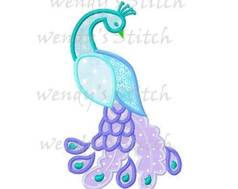 Peacock applique machine embroidery design digital pattern instant download