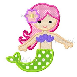 instant download mermaid applique machine embroidery design