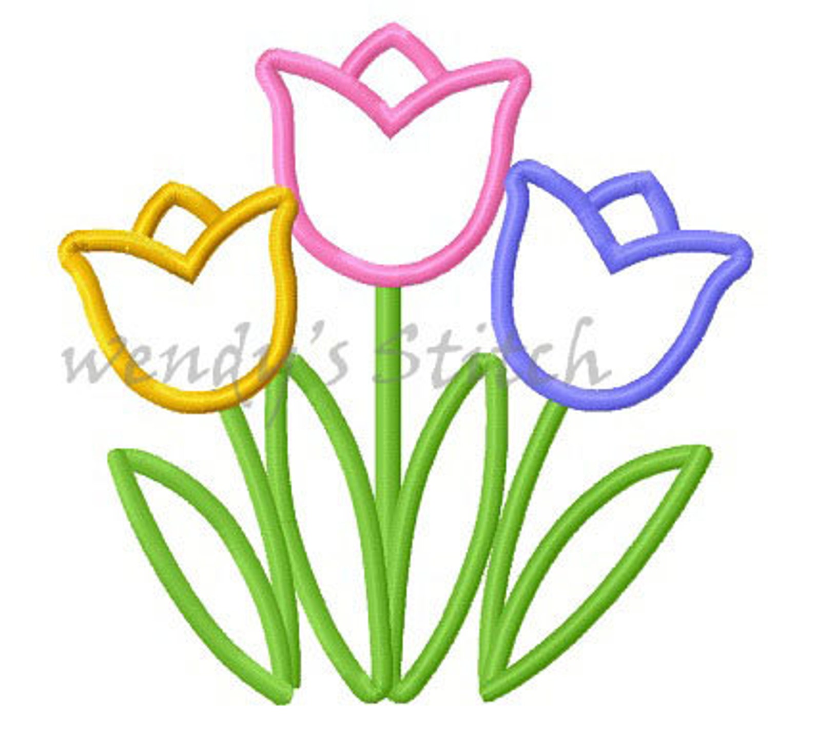 Tulip applique tulips machine embroidery design Etsy