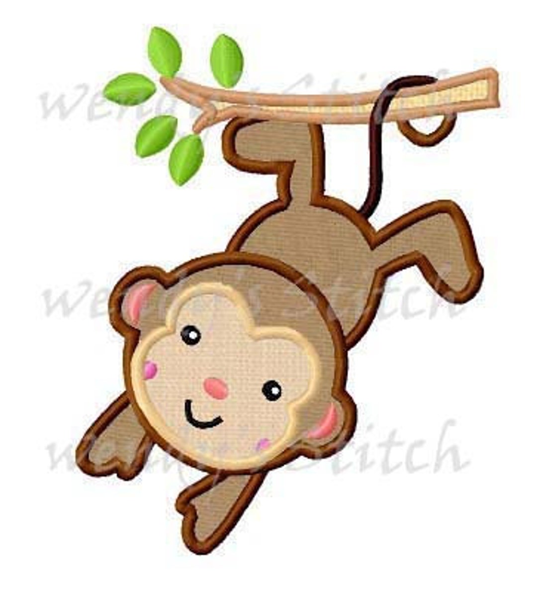 Monkey Applique Machine Embroidery Design Digital Pattern Etsy
