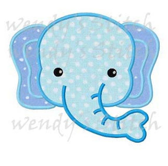 Elephant Applique Machine Embroidery Design Digital Pattern Etsy