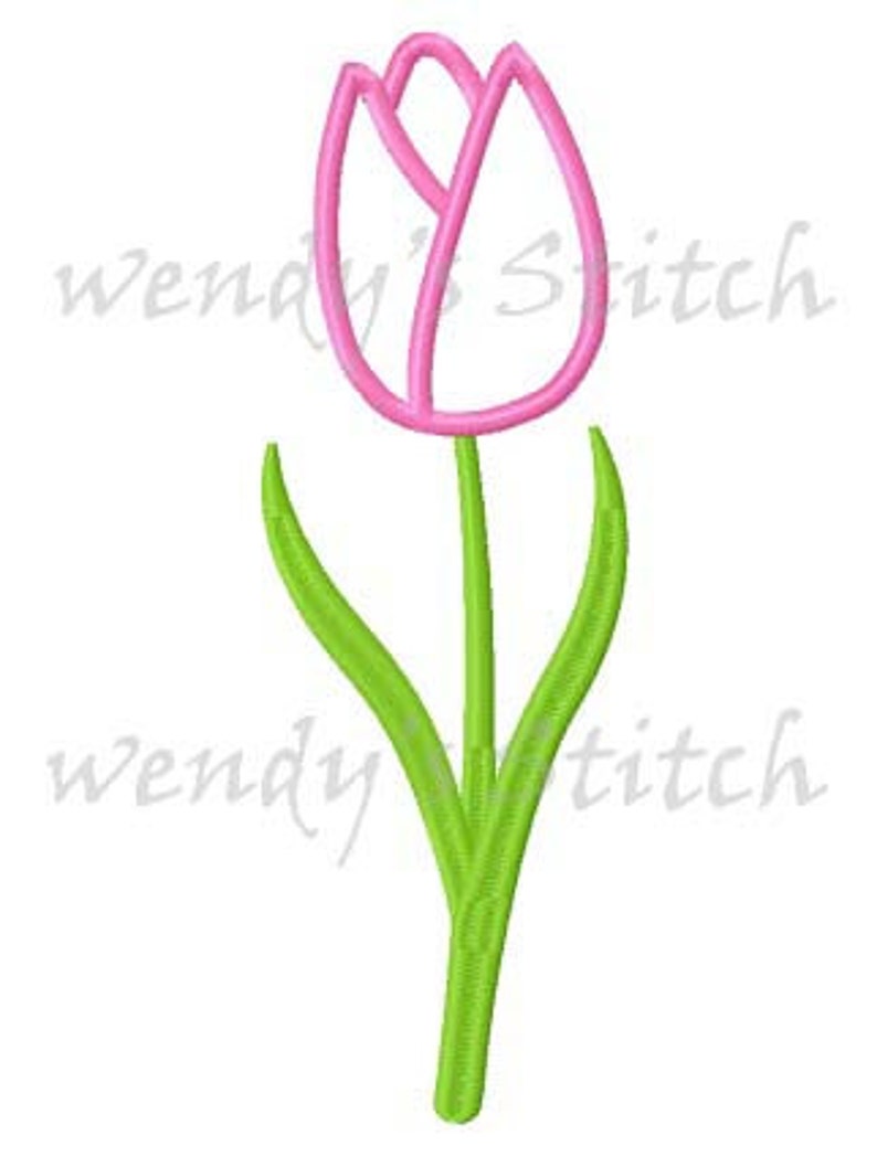 Spring tulip applique machine embroidery design digital Etsy