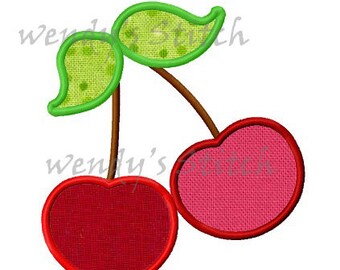 Cherry applique machine embroidery design digital pattern