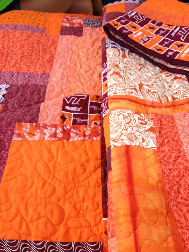 Custom Full Size Quilt Made With Virginia Tech Fabric Etsy