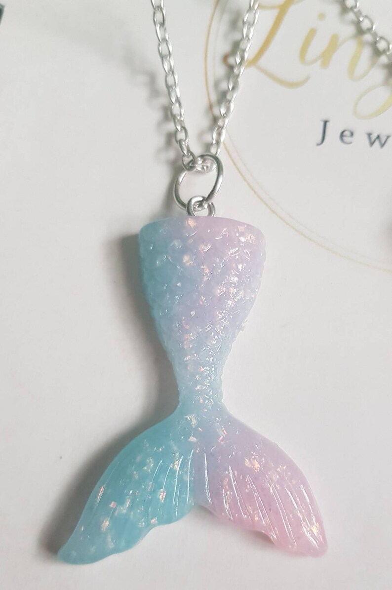 Glitter Mermaid Charm Necklace