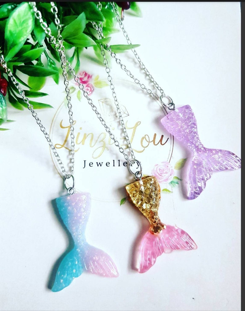 Glitter Mermaid Charm Necklace
