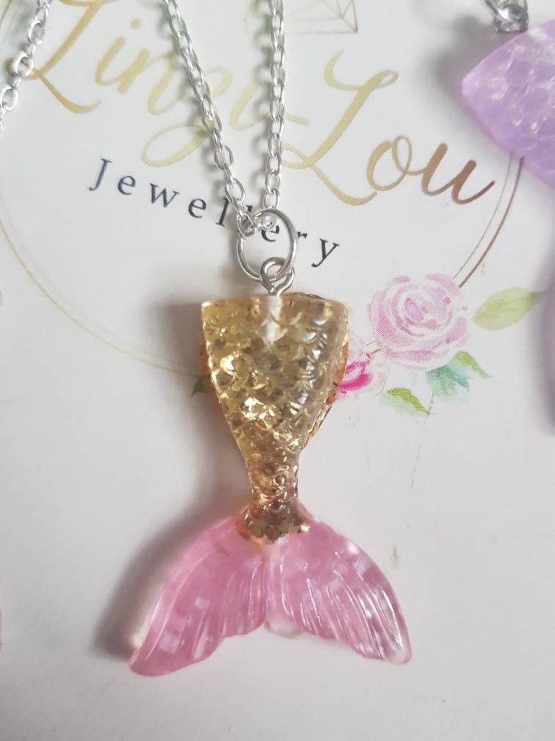 Glitter Mermaid Charm Necklace