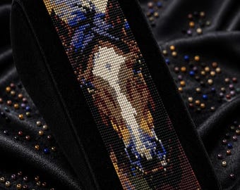 Loom Stitch Bead Bracelet Pattern DIY Horse Art Seed Bead Cuff