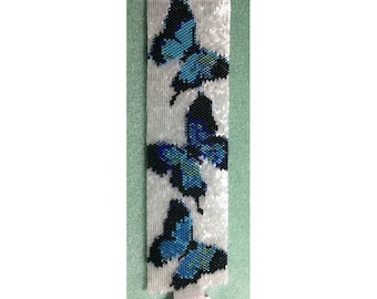 Instant Download Beading Pattern Peyote Stitch Bracelet Blue Butterflies Seed Bead Cuff