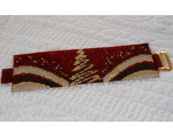 Instant Download Beading Pattern Loom Stitch Bracelet Christmas Tree Seed Bead Cuff