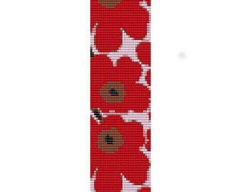Instant Download Beading Pattern Loom Stitch Bracelet Poppy Flowers Seed Bead Cuff