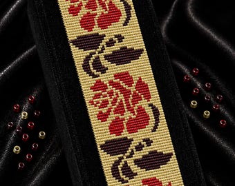 Red Rose Loom Bracelet Pattern, DIY Miyuki Delica 11/0 Beading Pattern, Floral Seed Bead Cuff PDF