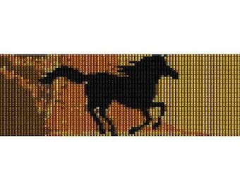 Instant Download Beading Pattern Peyote Stitch Bracelet Running Horse Seed Bead Cuff