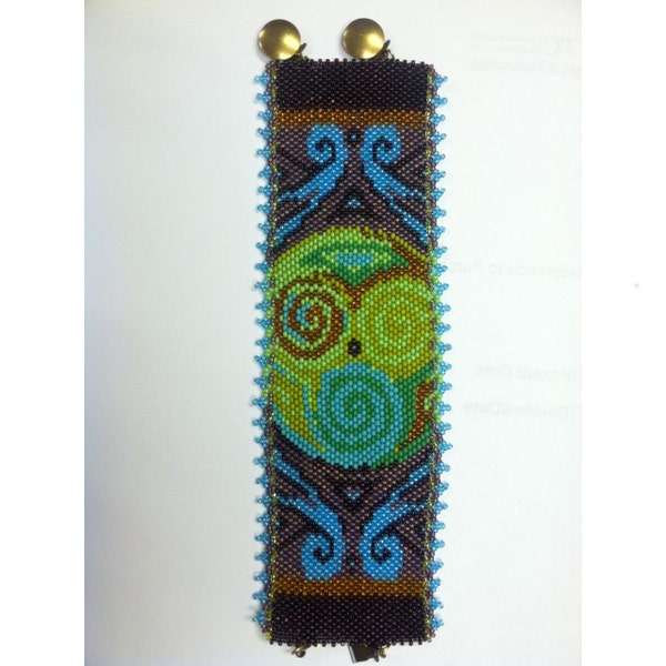 Natychmiastowe pobranie wzoru koralikowego Bransoletka z ściegiem peyote Bransoletka z koralików Triskelion Seed Bead Cuff