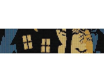 Sofortiger Download Perlenmuster Peyote Stitch Armband Geisterhaus Halloween Samen Perlenmanschette