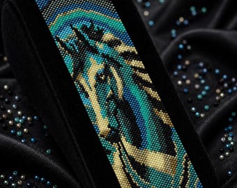 Mystical Stallion Peyote Bracelet Pattern, Miyuki Delica 11/0 Beading Cuff, PDF Download