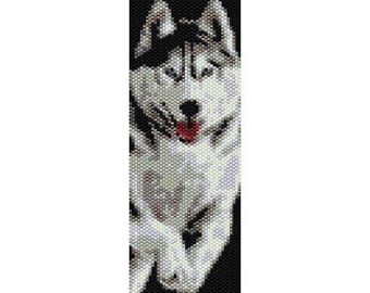Instant Download Beading Pattern Peyote Stitch Bracelet Siberian Husky Seed Bead Cuff