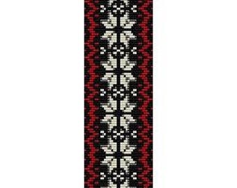 Instant Download Beading Pattern Loom Stitch Bracelet Norwegian Snowflakes Design Seed Bead Cuff