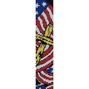 Instant Download Beading Pattern Loom Stitch Patriotic Cross and Flag Seed Bead Cuff