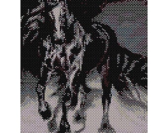 Instant Download Beading Pattern Peyote Stitch Black Beauty Stallion Seed Bead Panel Pattern