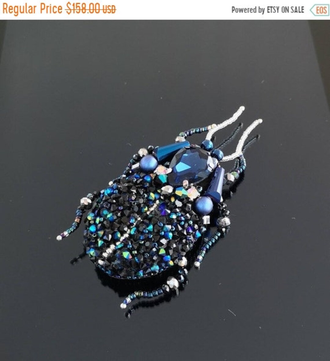 Graceful Beetle Orange Bling Swarovski Crystal Bracelet