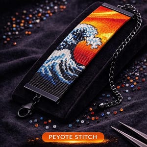 Wave Peyote Stitch Bracelet Pattern: Seed Bead Cuff (PDF Pattern)