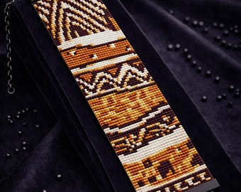 Loom Bead Pattern for Bracelet Wild Safari Print Seed Bead Cuff