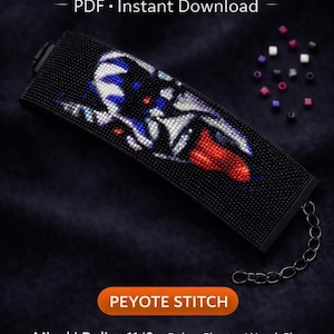 Direktnedladdning av pärlmönster för Peyotesömarmband KISS Singer Seed Bead Manschett