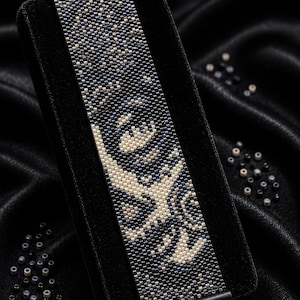 Sugar Skull Timora Peyote Bracelet Pattern, DIY Miyuki Delica 11/0 Beading Pattern, Gothic Seed Bead Cuff PDF