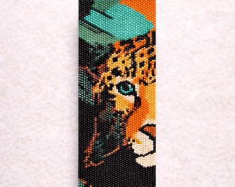 Instant Download Beading Pattern Peyote Stitch Bracelet Picasso Leopard Seed Bead Cuff