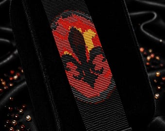 Fleur De Lis Loom Bead Bracelet Pattern, Red Cuff (PDF Pattern)