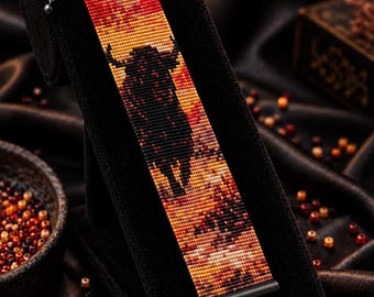 Patrón para telar Buffalo Sunset, pulsera de cuentas, marcapáginas, adorno de pared y colgante para coche / Miyuki Delica 11/0 PDF