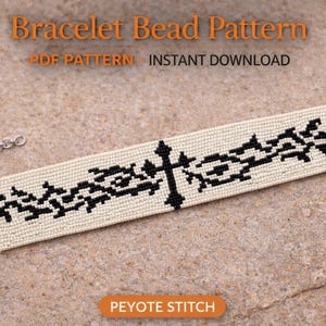 Instant Download Beading Pattern Peyote Stitch Bracelet Celtic Cross Tattoo Seed Bead Cuff