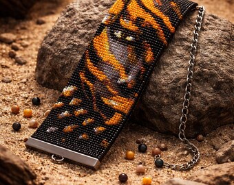 Loom Beading Pattern for Bracelet Animal Instinct Seed Bead Cuff