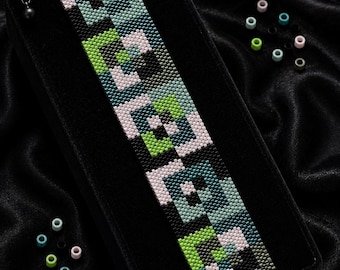 Geometric Peyote Bracelet Pattern, Modern Squares Beaded Cuff, Miyuki Delica 11/0 Beading Pattern, PDF Instant Download