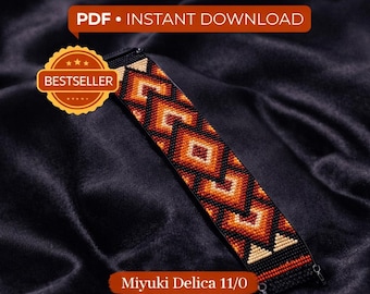 Sofort Download Perlenmuster Peyote Stitch Armband Pastell Dreiecke Rocailles Perle Cuff