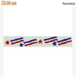 Instant Download Beading Pattern Peyote Stitch Bracelet Ptriotic Flag Stars Design Seed Bead Cuff