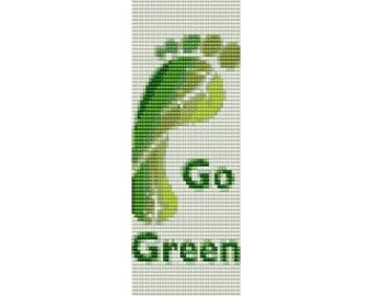 Instant Download Beading Pattern Peyote Stitch Bracelet Go Green Footstep Seed Bead Cuff