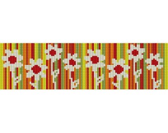 Peyote Bead Pattern Bracelet Retro Flower Garden Seed Bead Cuff